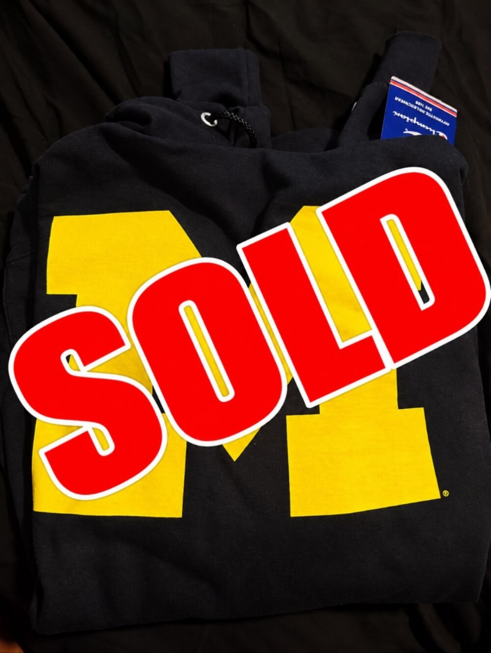 🚩 SOLD 🚩Navy Hoodie with Large Yellow 'M' Graphic